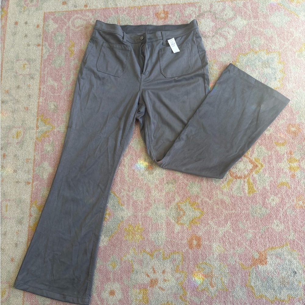 GAP Grey Suede High Rise Wide-Leg Flare Pants